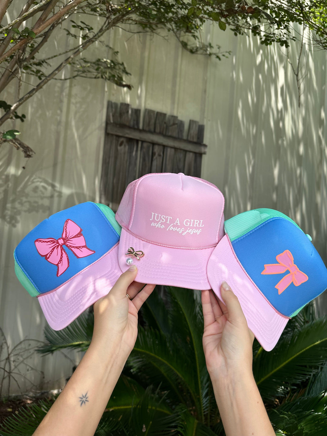 Pink Lace Bow Multi Trucker Hat