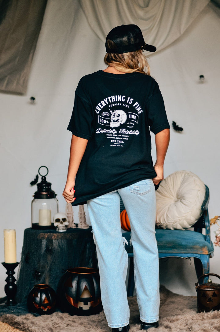 Everything Fine Skeleton Mock Tee