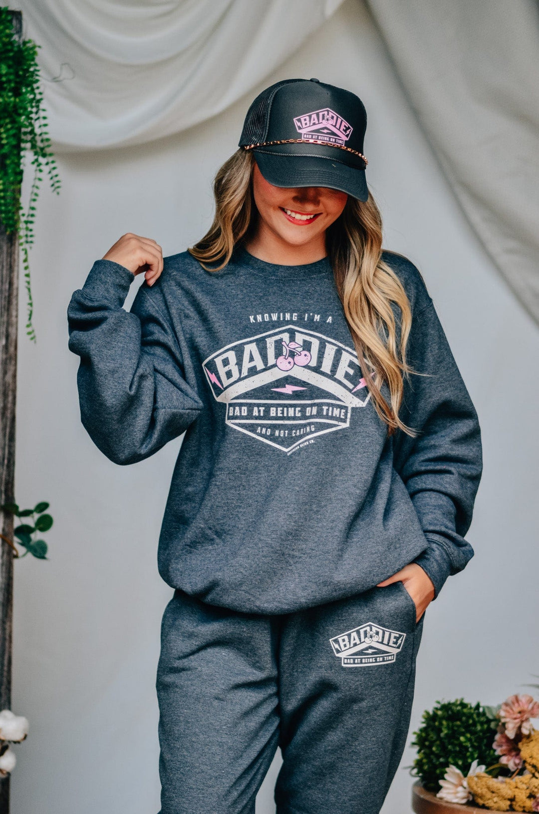 Baddie at Being On Time Sweatshirt