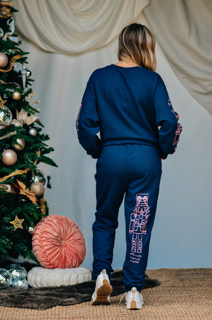 Nutcracker Bows Navy Joggers