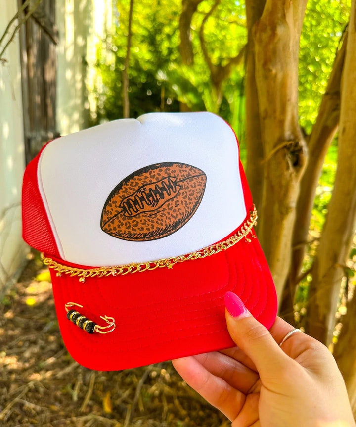 Leopard Football Red & White Trucker Hat
