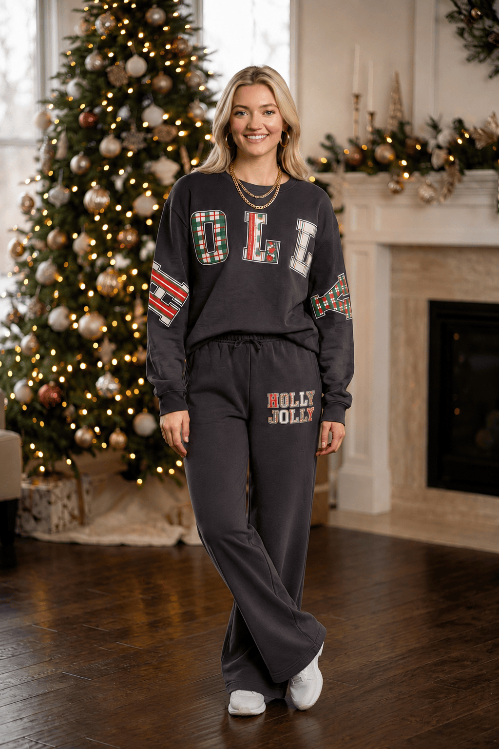 Holly Jolly Patch Charcoal Sweatpants