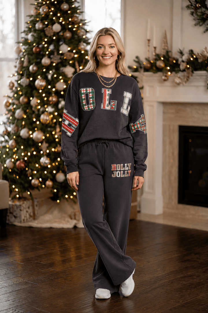 Holly Jolly Patch Charcoal Sweatpants