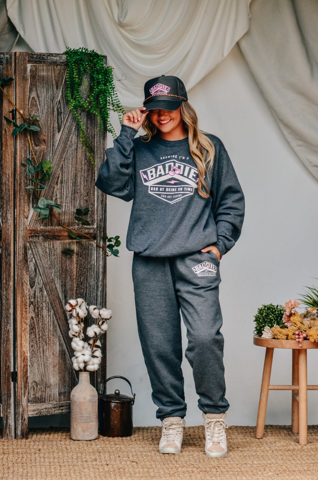 Baddie at Being On Time Sweatshirt