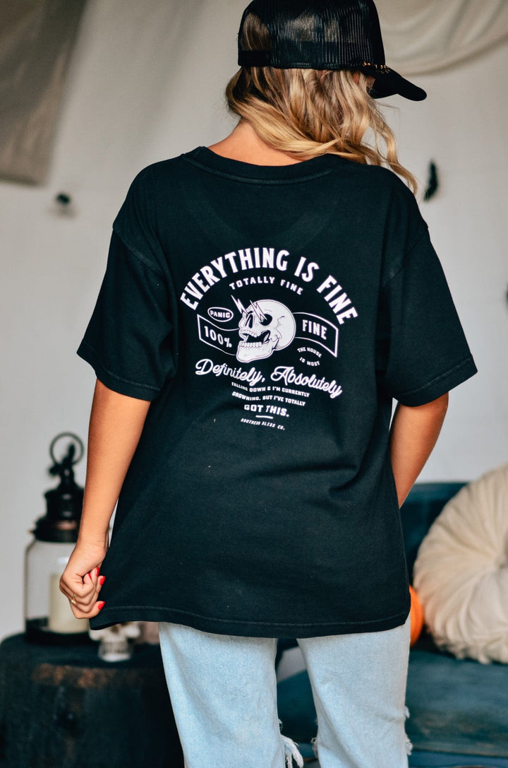 Everything Fine Skeleton Mock Tee