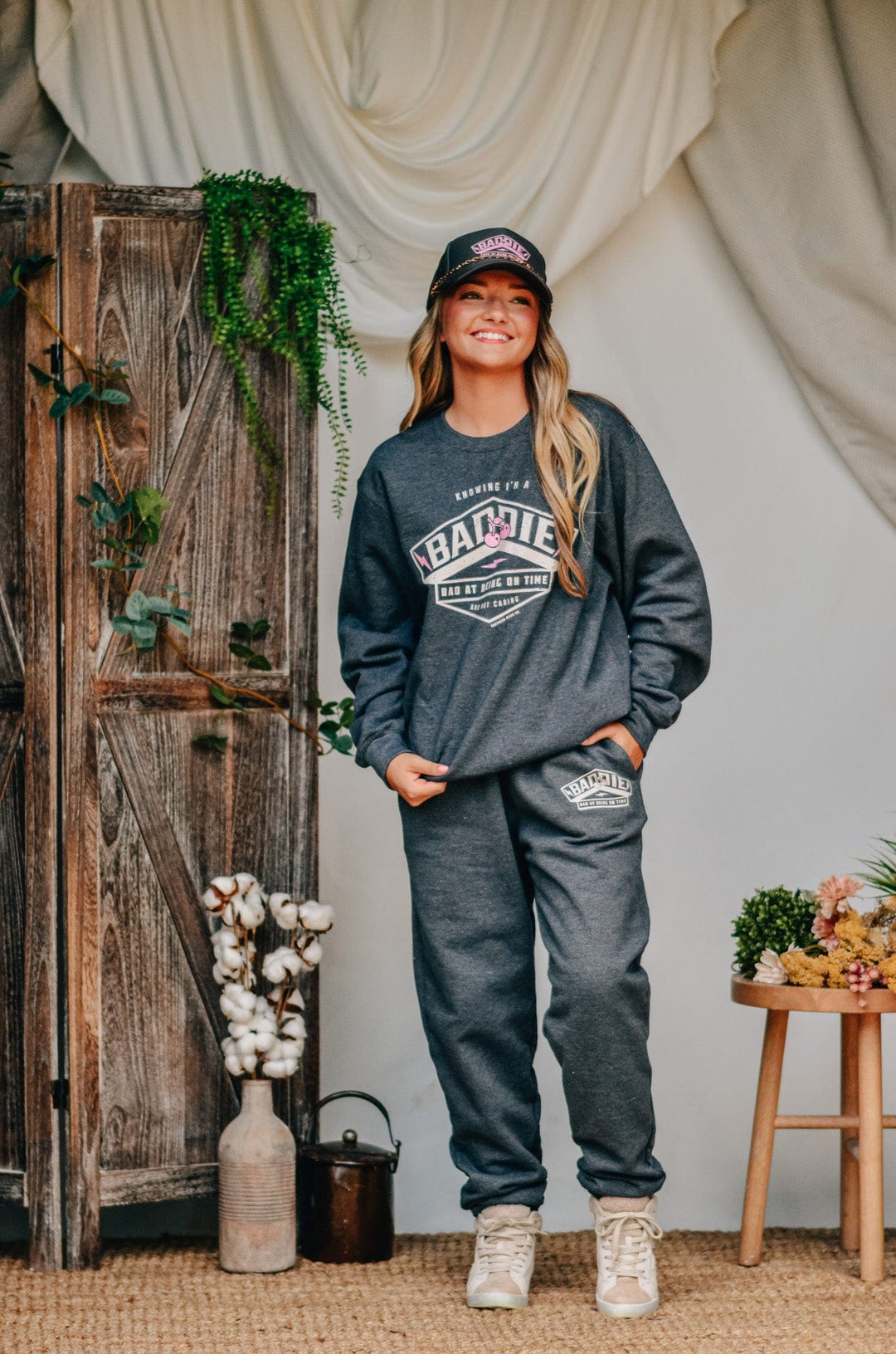 Baddie at Being On Time Sweatshirt