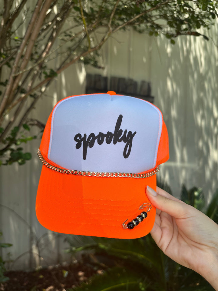 Spooky Neon Orange/White Trucker Hat