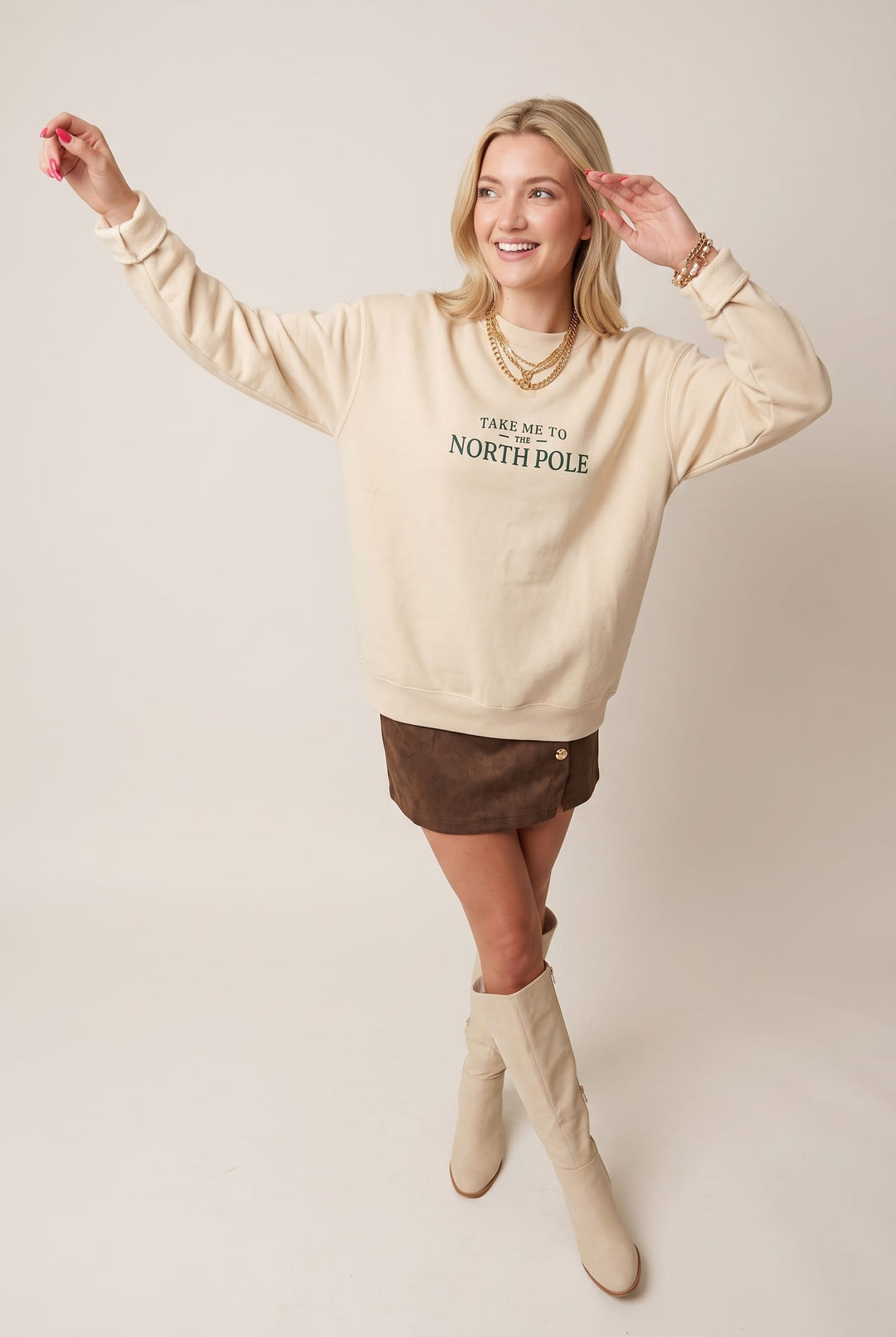 Take Me To The North Pole Ivory Sweatshirt