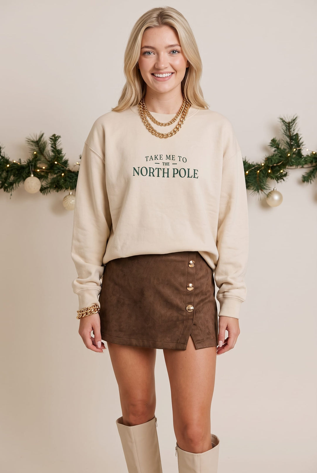 Take Me To The North Pole Ivory Sweatshirt