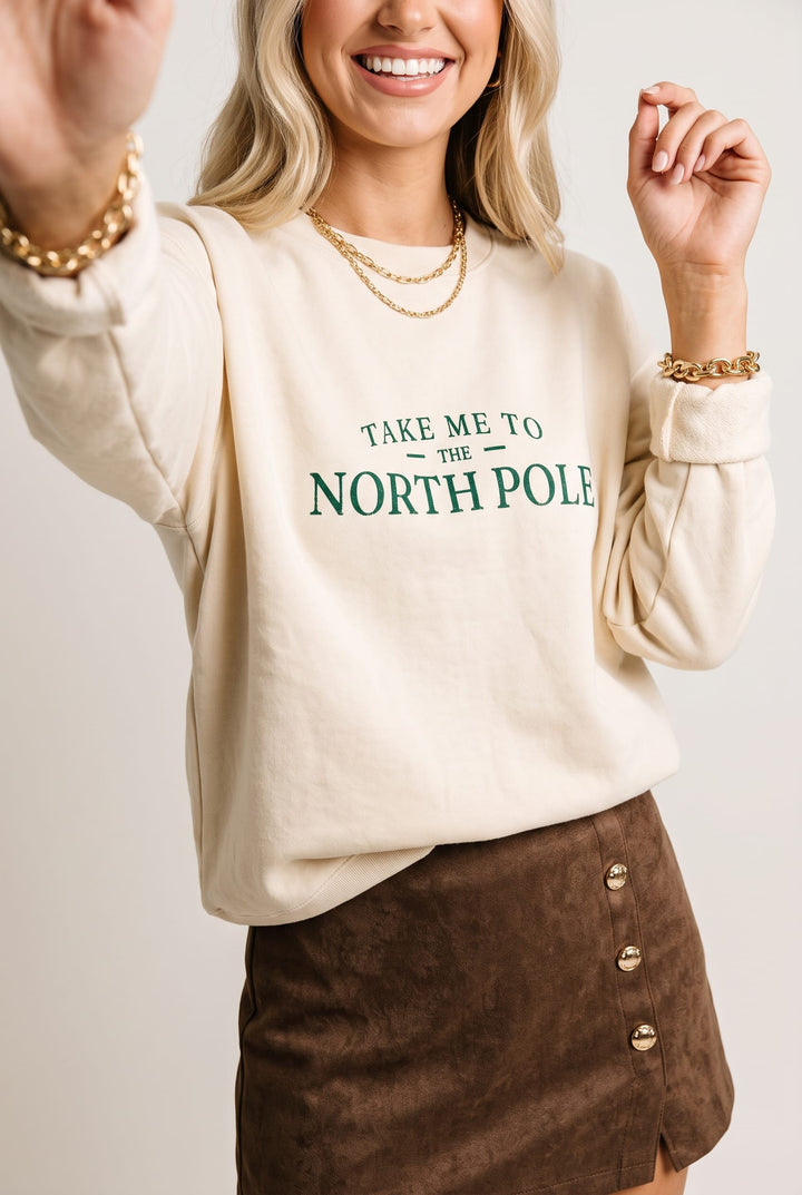 Take Me To The North Pole Ivory Sweatshirt