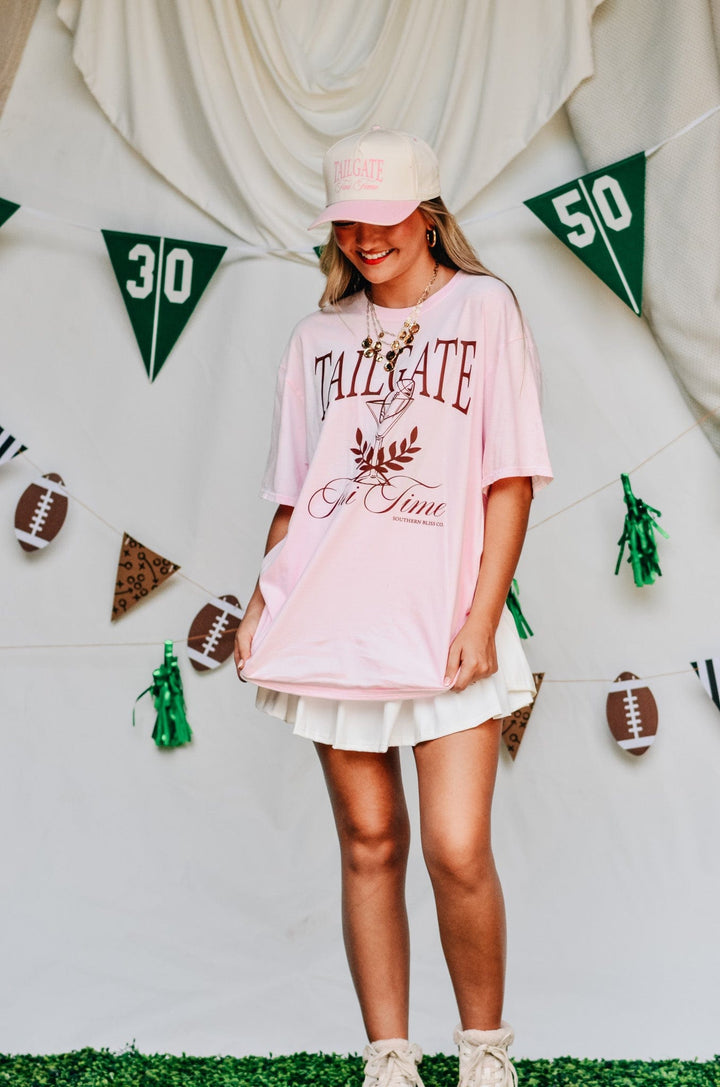 Tailgate Tini Time Light Pink Tee
