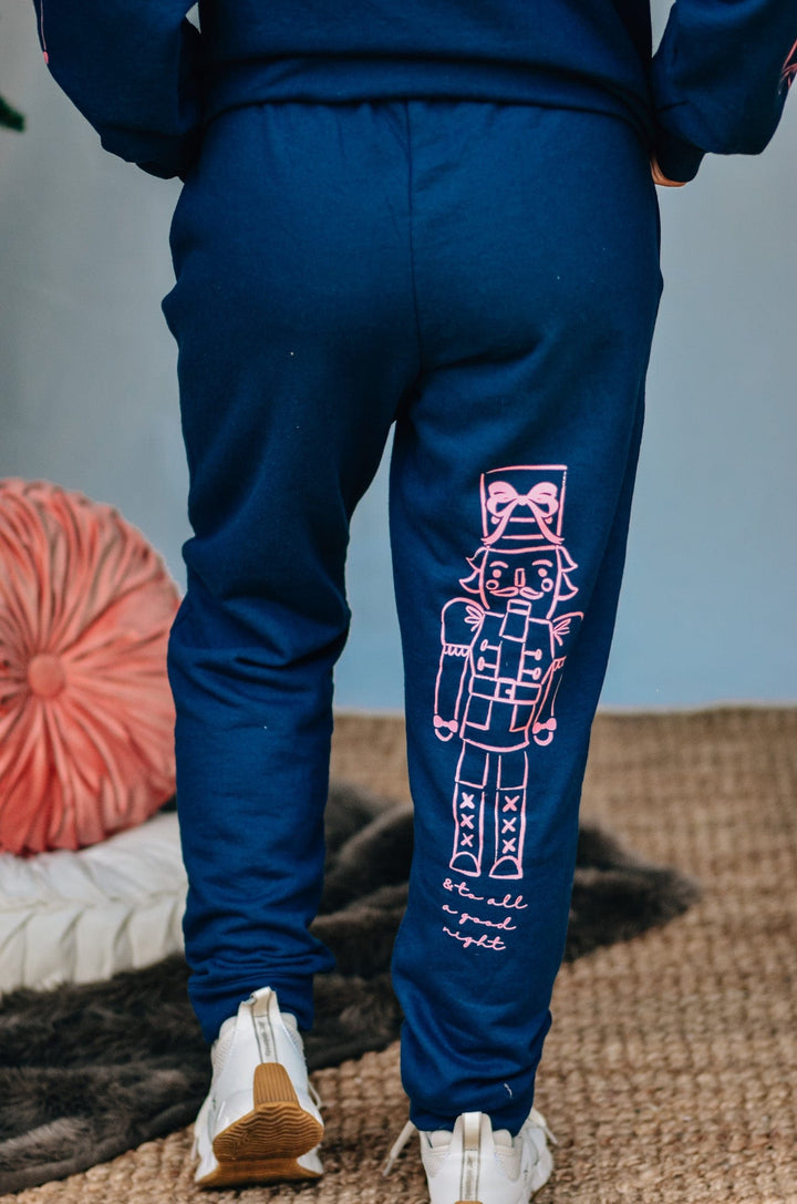 Nutcracker Bows Navy Joggers