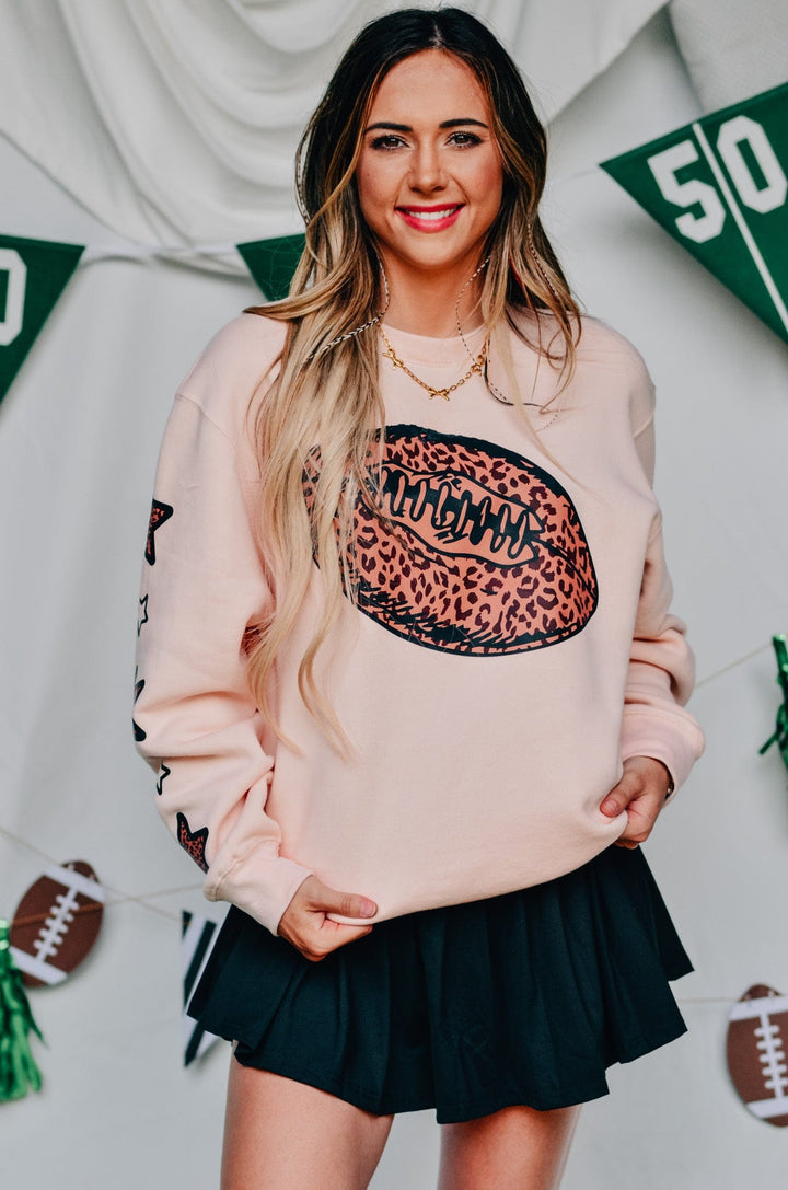 Leopard Football Pale Pink Sweatshirt
