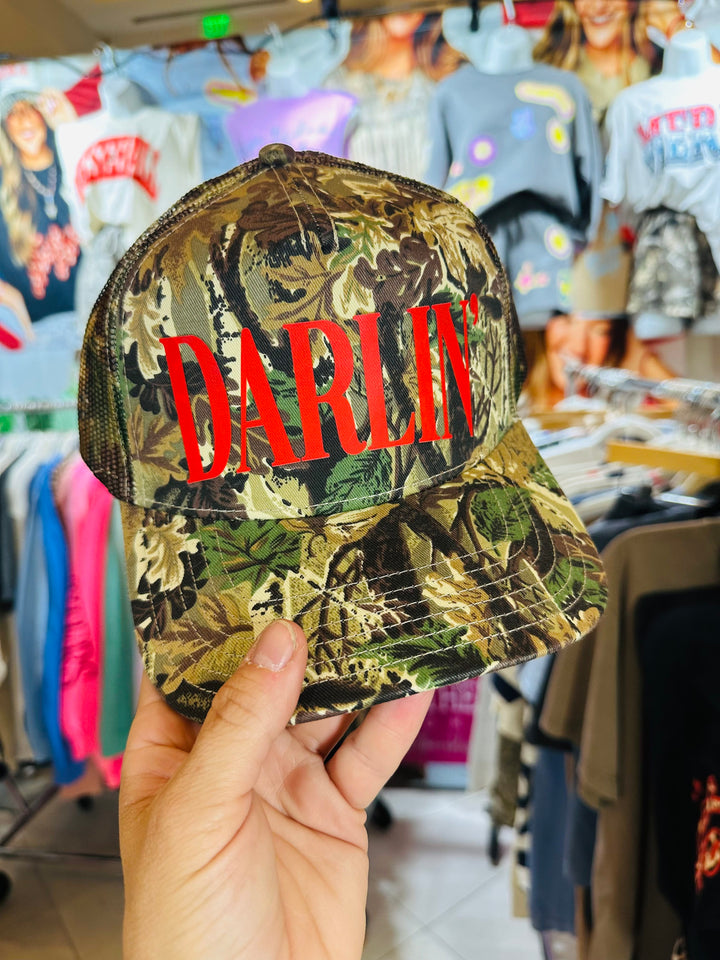 Darlin' Red Real Camo Canvas Trucker Hat