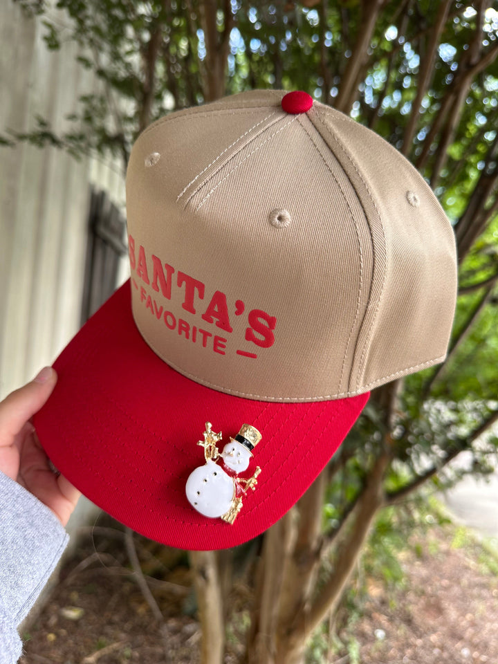 Santa’s Favorite Khaki/Red Canvas Trucker Hat