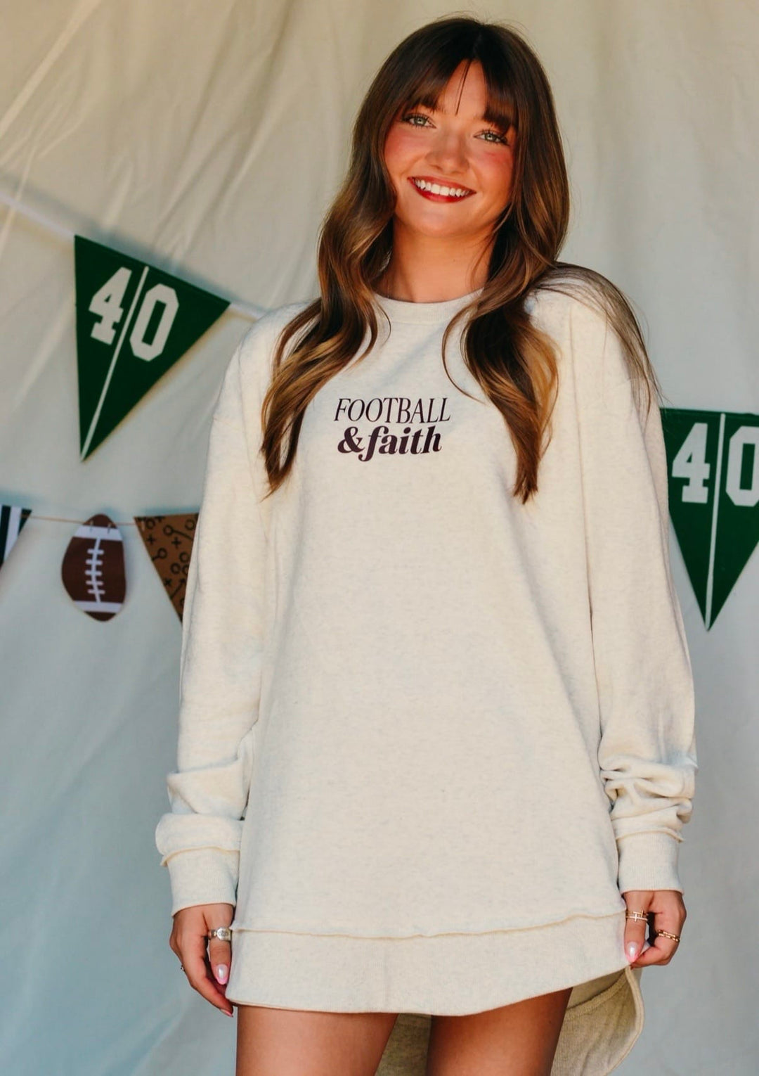 Football and Faith Scoop Oatmeal Sweatshirt