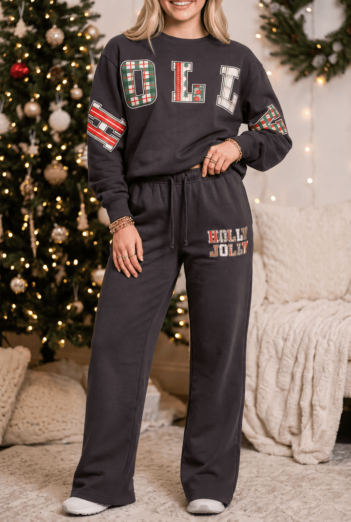 Holly Jolly Patch Charcoal Sweatpants
