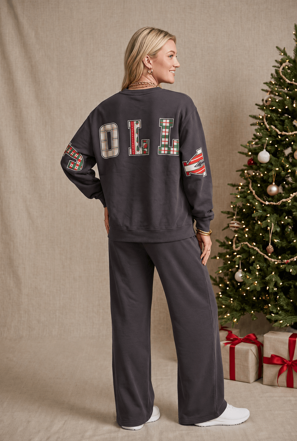 Holly Jolly Patch Charcoal Sweatshirt