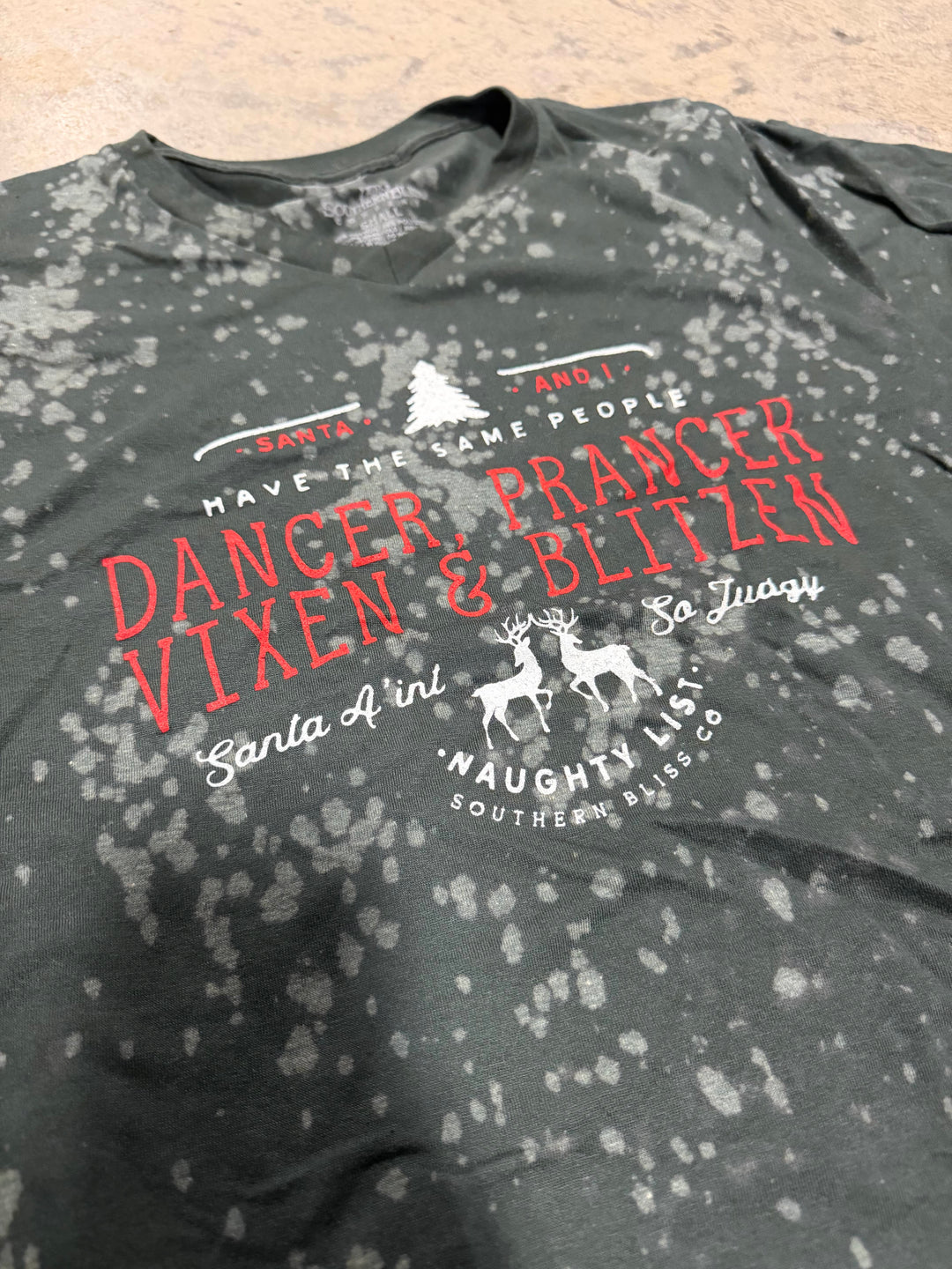 Dancer Prancer Bleached Vneck tee