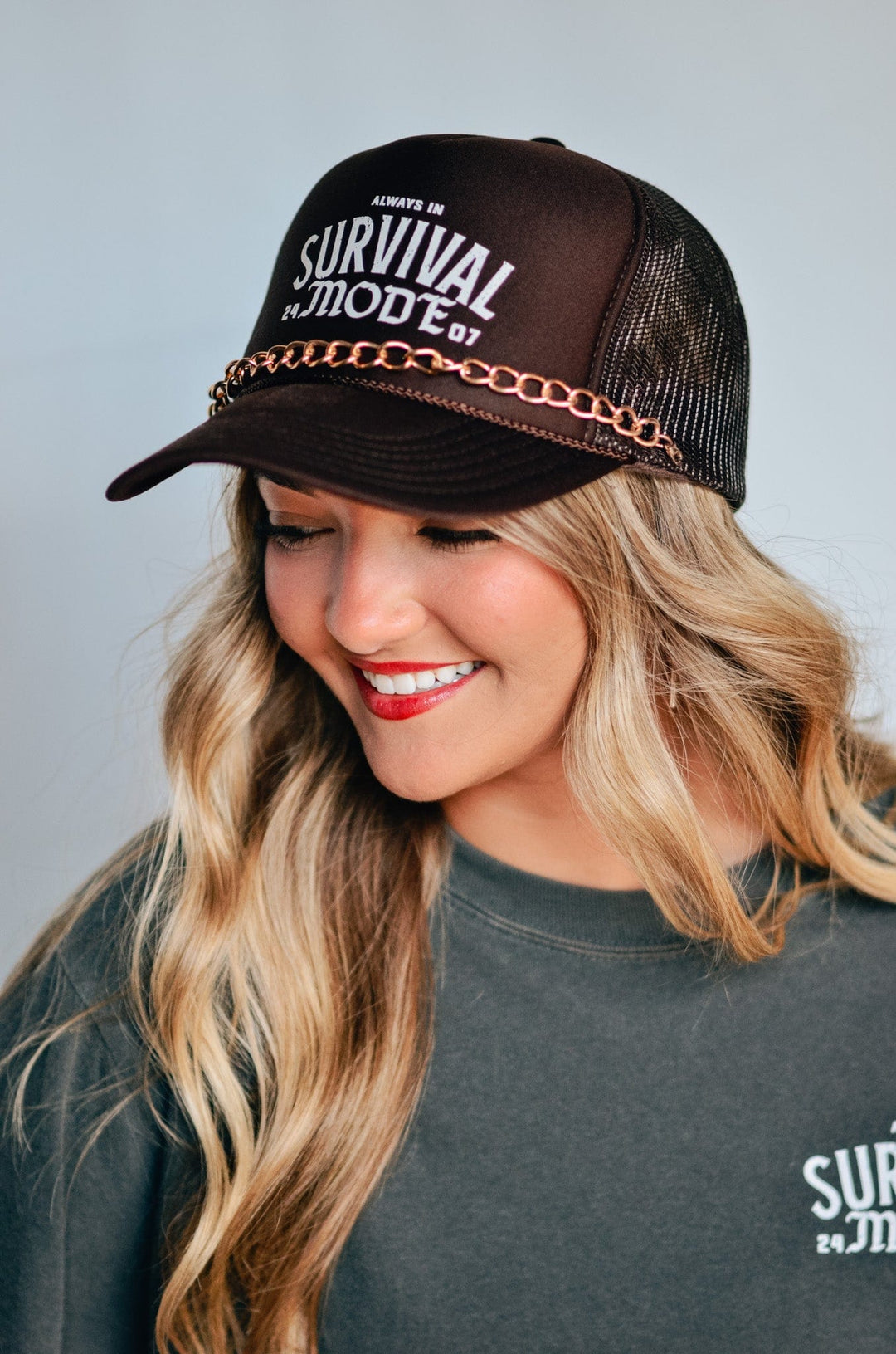 Survival Mode Brown Trucker Hat