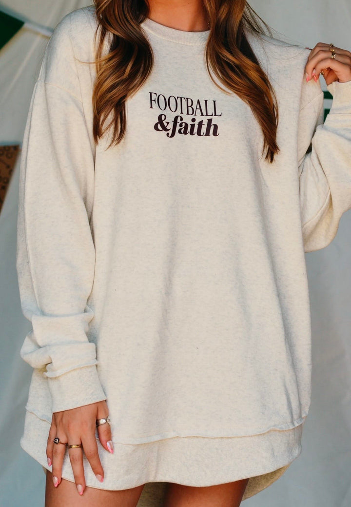 Football and Faith Scoop Oatmeal Sweatshirt