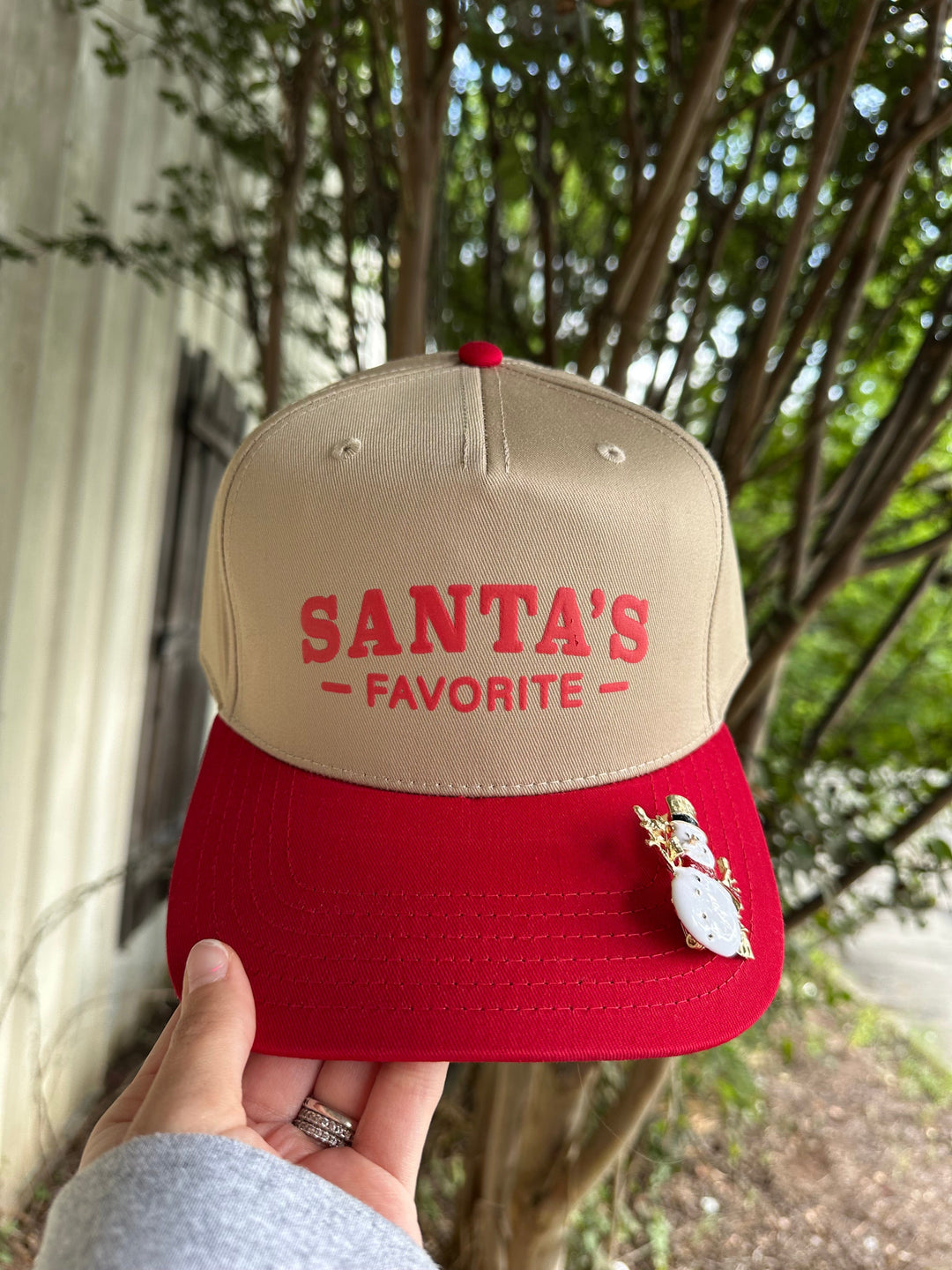 Santa’s Favorite Khaki/Red Canvas Trucker Hat