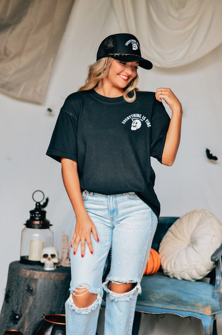 Everything Fine Skeleton Mock Tee