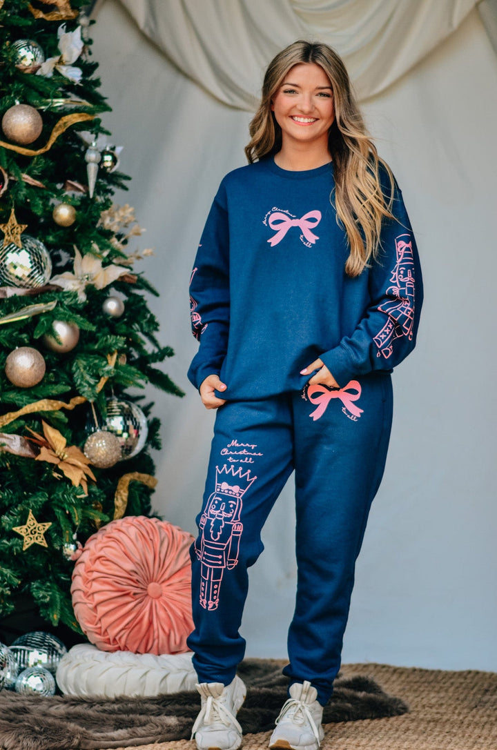 Nutcracker Bows Navy Joggers