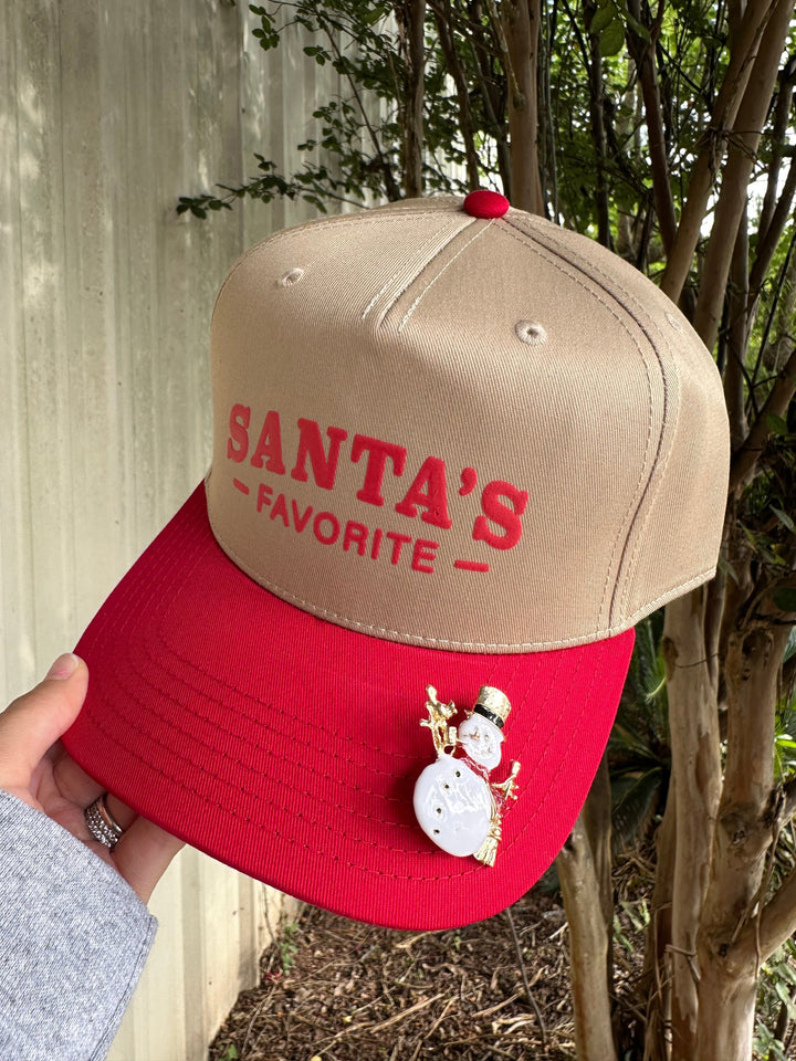 Santa’s Favorite Khaki/Red Canvas Trucker Hat