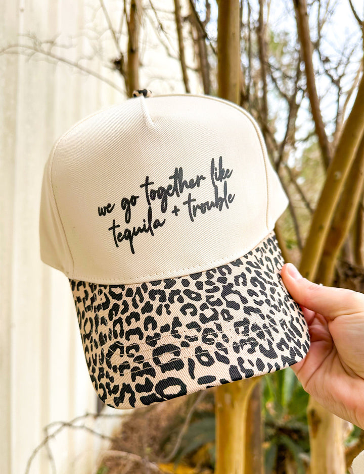 Tequila & Trouble Leopard Canvas Trucker Hat