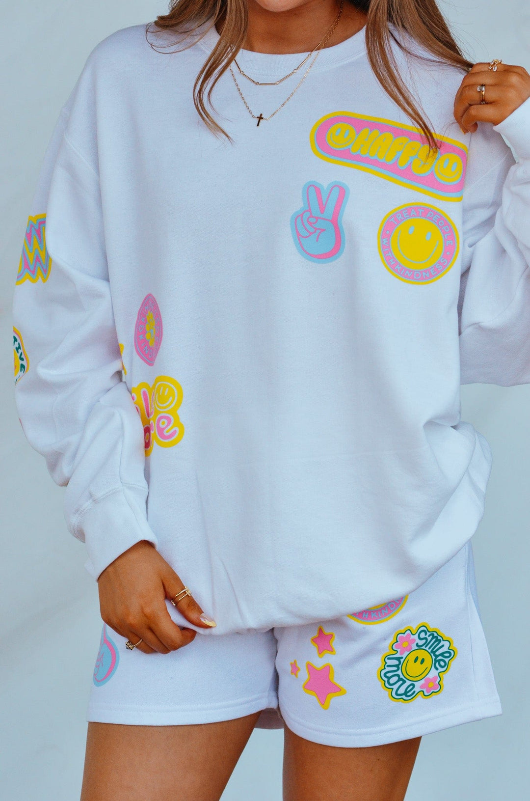 Smile More Retro Patch Sweatshirt