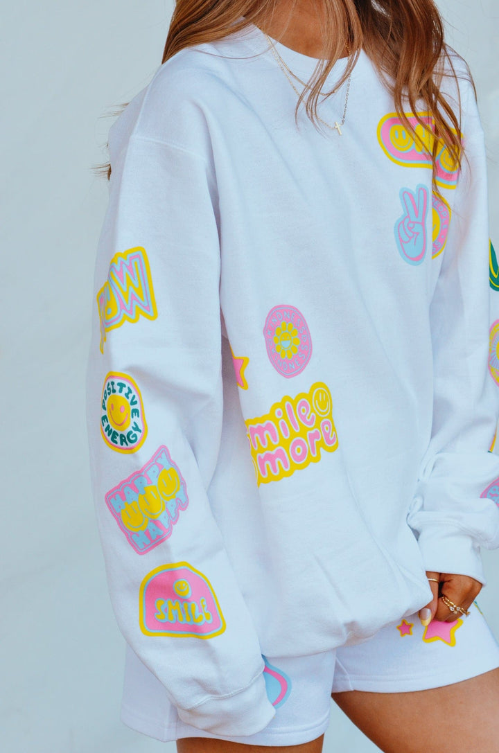 Smile More Retro Patch Sweatshirt