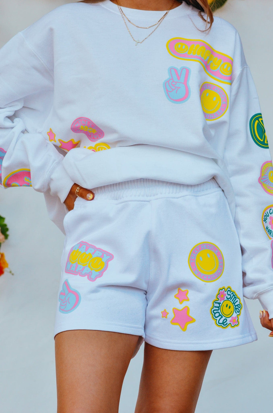 Smile More Retro Patch Sweatshirt