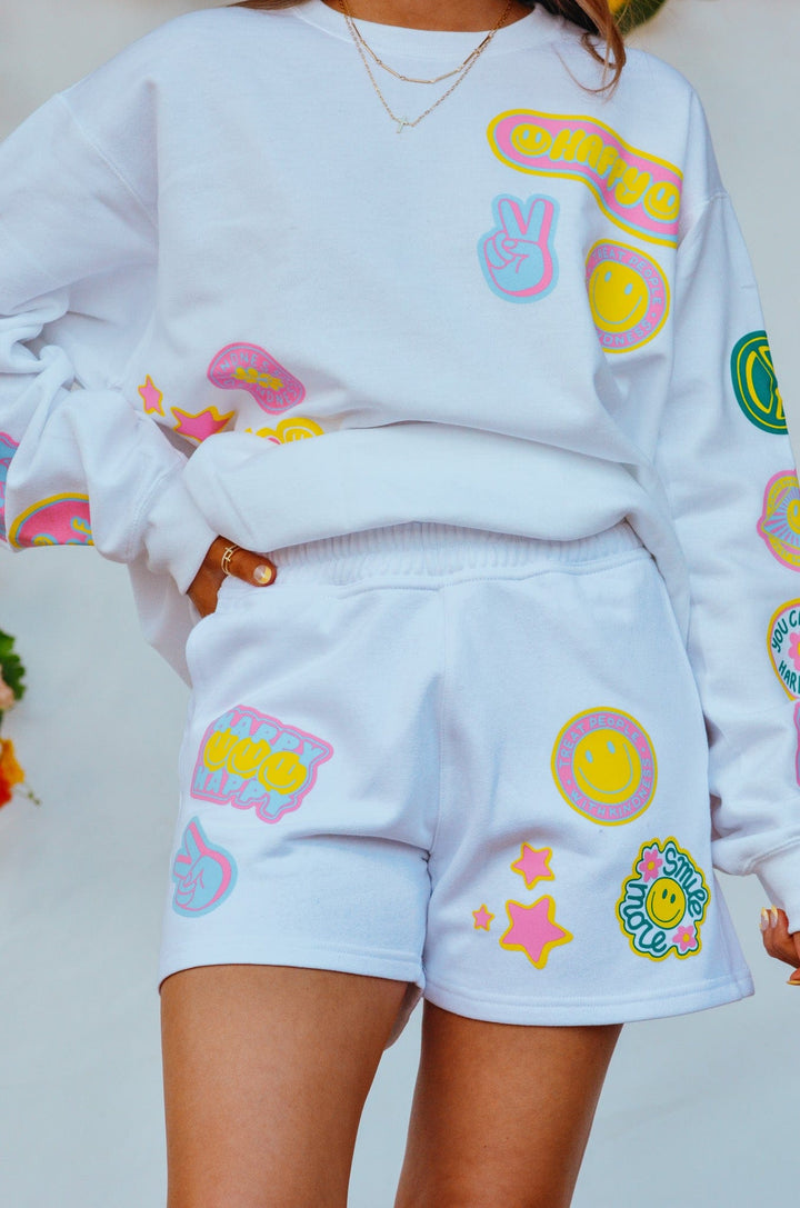 Smile More Retro Patch Sweatshirt