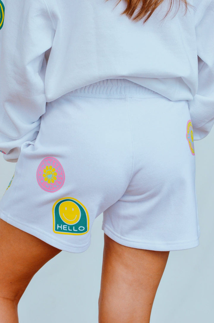 Smile More Retro Patch Shorts