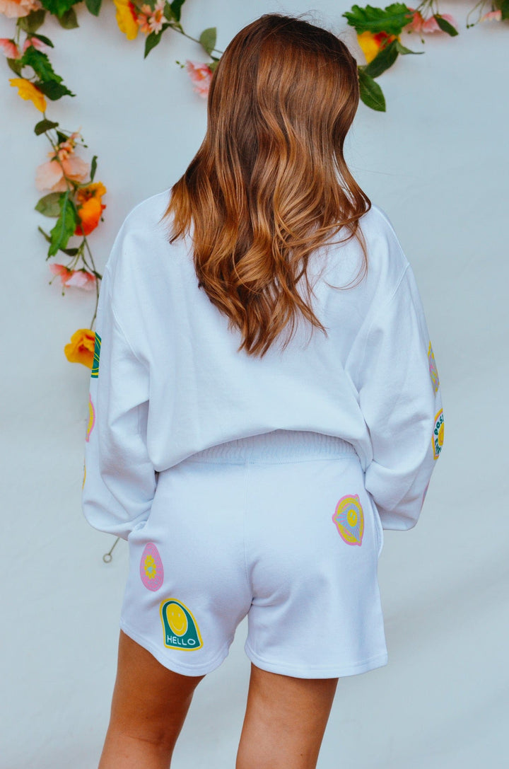 Smile More Retro Patch Shorts