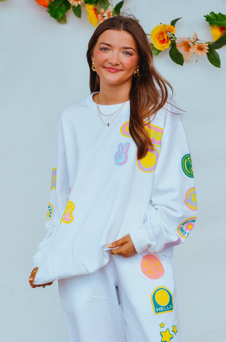 Smile More Retro Patch Sweatshirt
