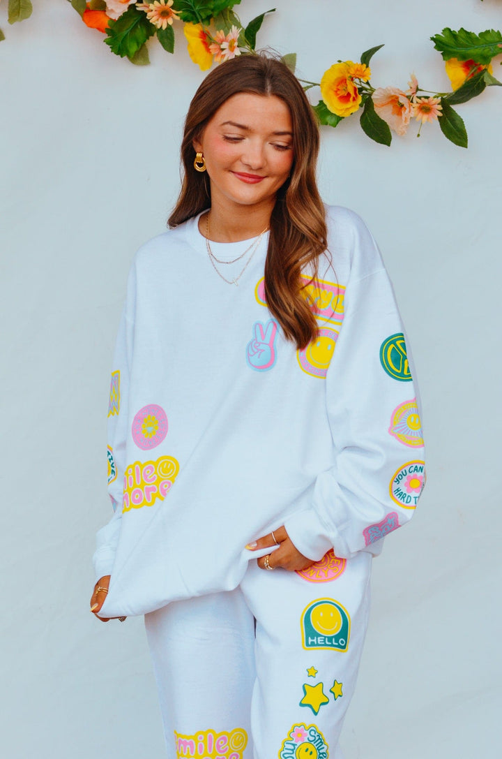 Smile More Retro Patch Sweatshirt