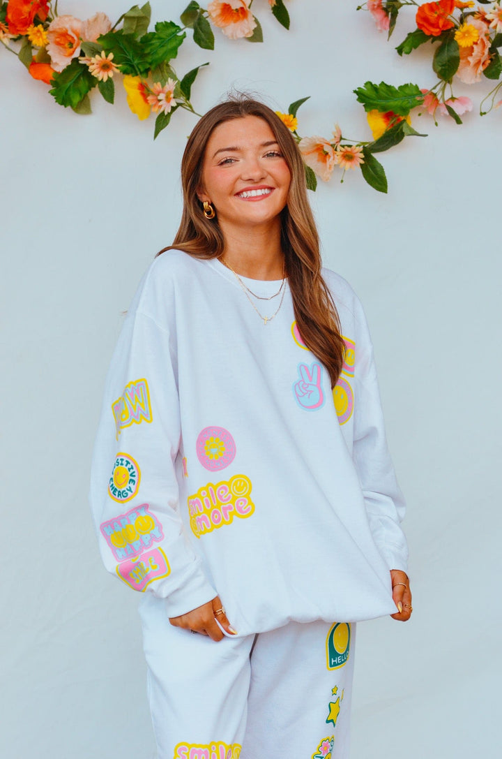 Smile More Retro Patch Sweatshirt