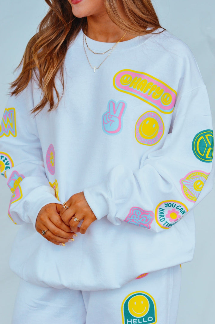 Smile More Retro Patch Sweatshirt