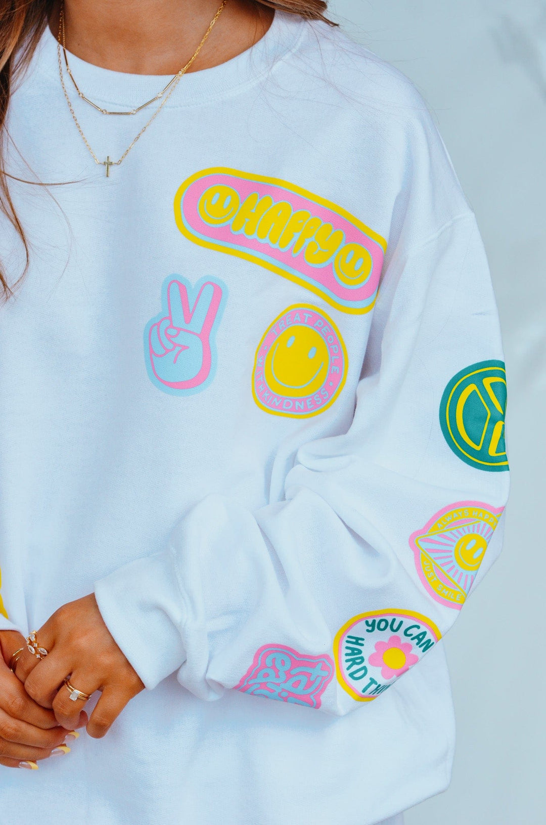 Smile More Retro Patch Sweatshirt