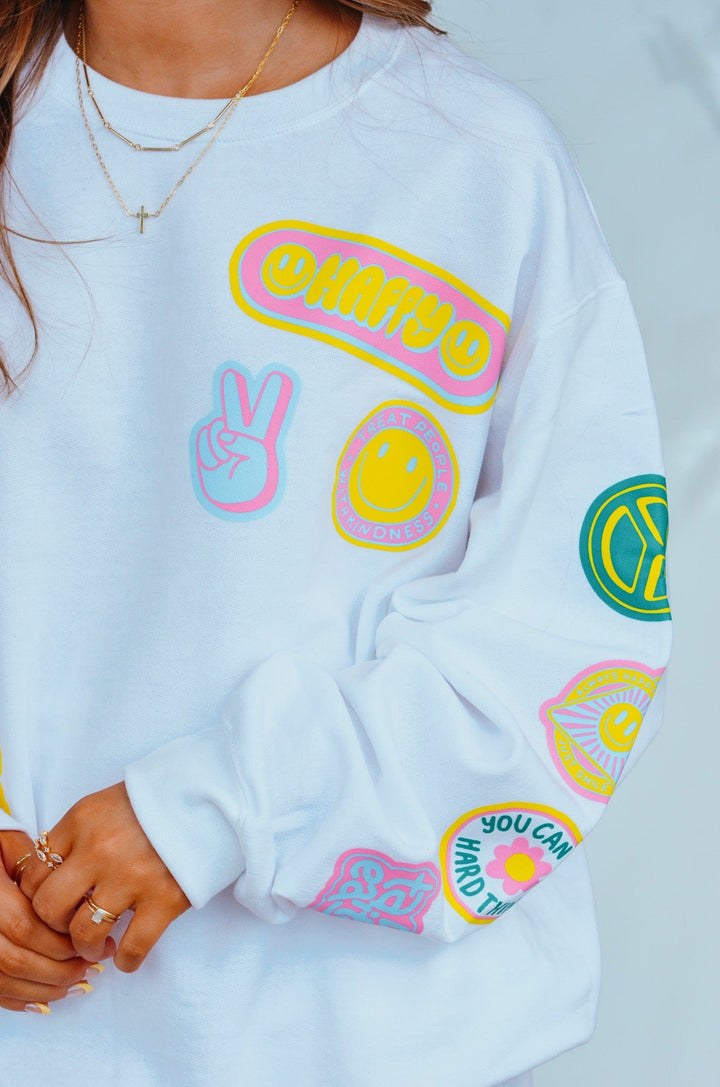 Smile More Retro Patch Sweatshirt