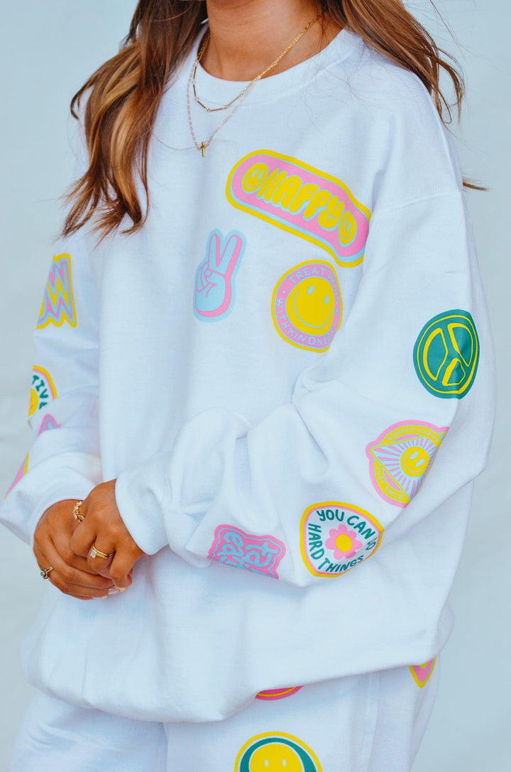 Smile More Retro Patch Sweatshirt