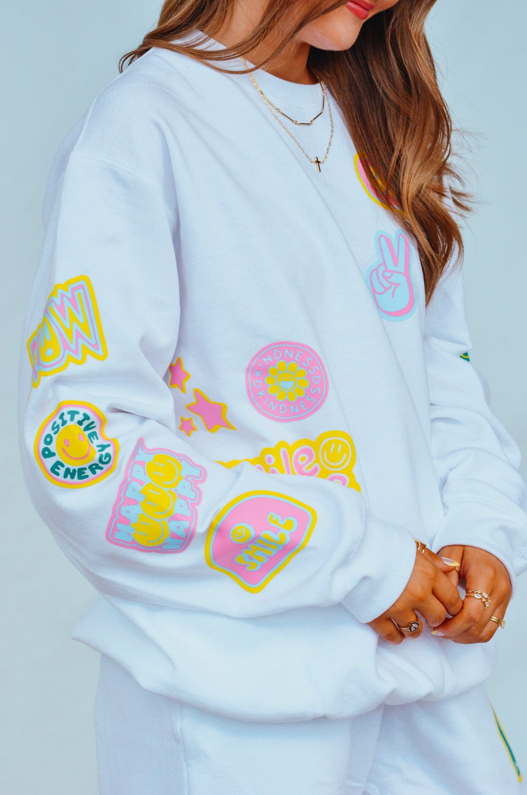 Smile More Retro Patch Sweatshirt