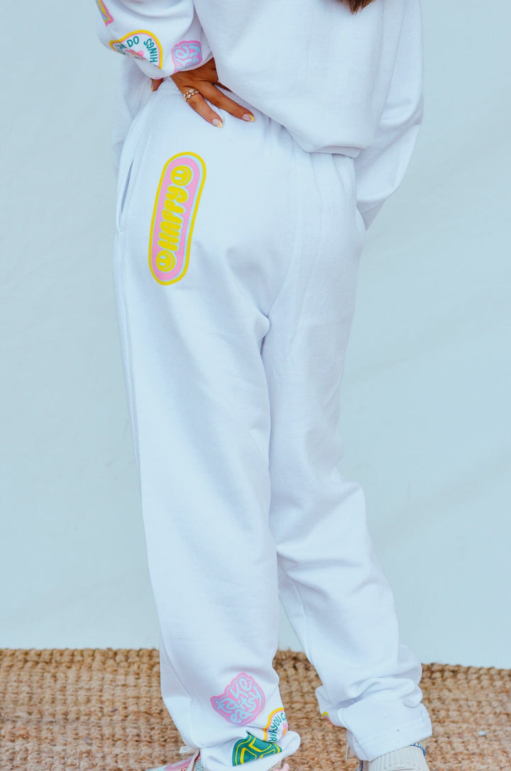 Smile More Retro Patch Pants