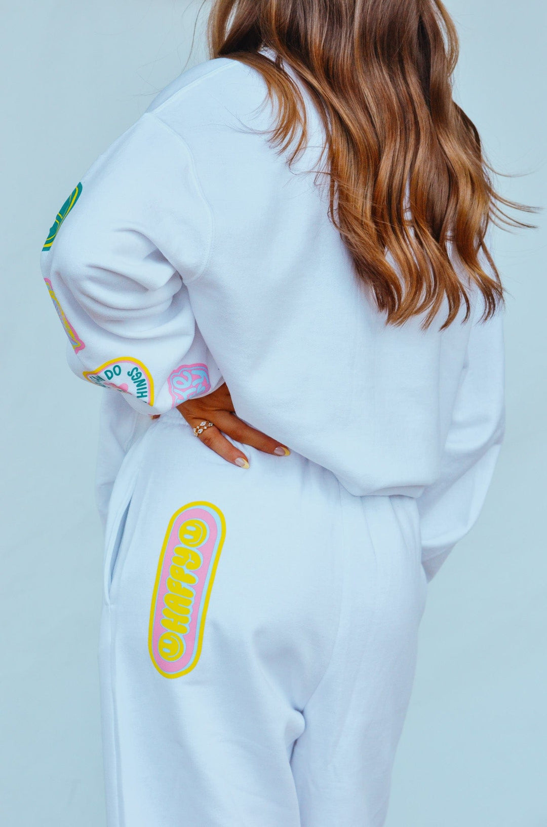 Smile More Retro Patch Pants