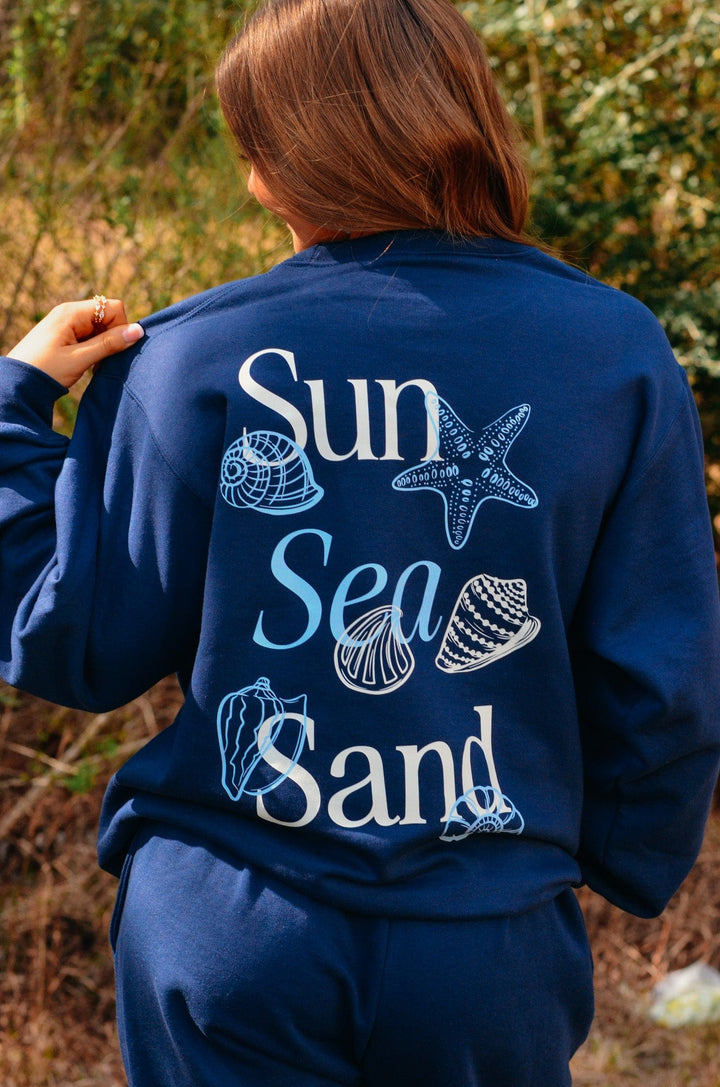Sun Sea Sand Navy Sweatshirt