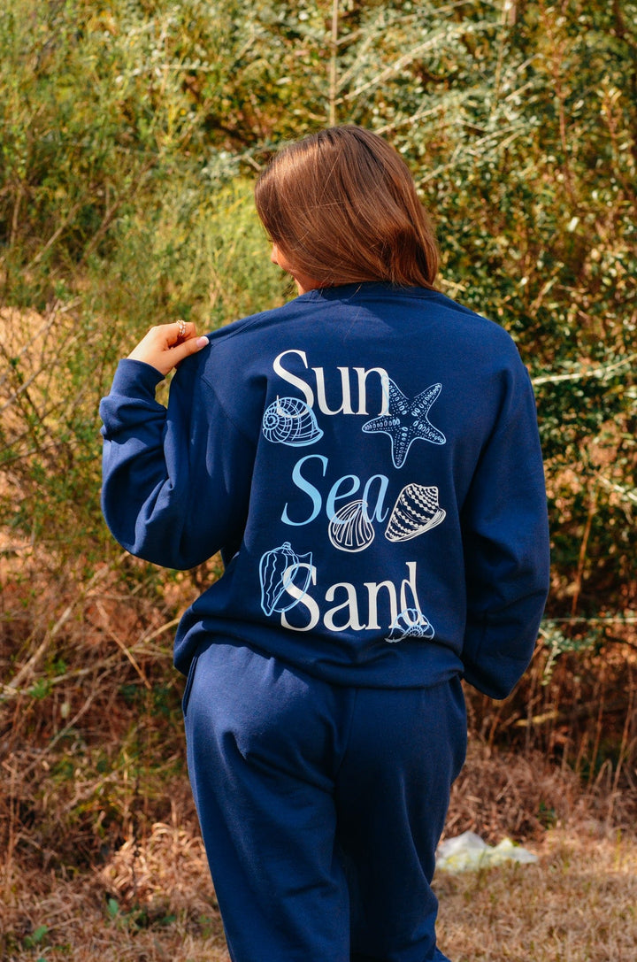 Sun Sea Sand Navy Sweatshirt