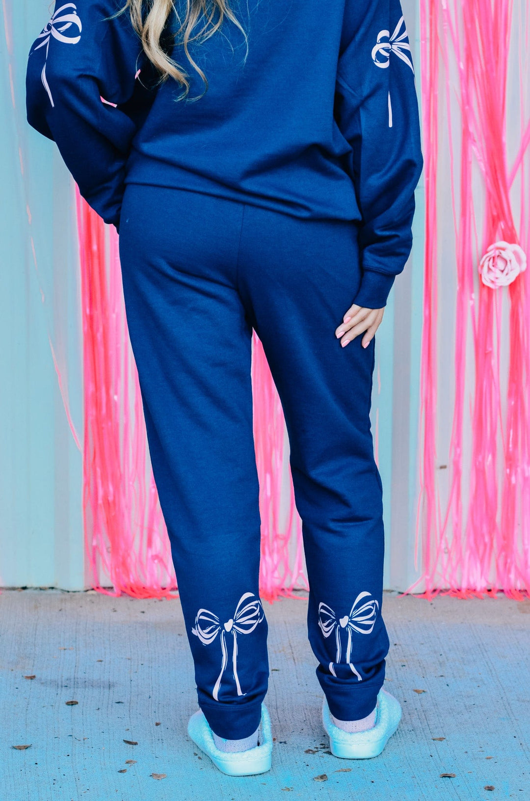 Navy Bow Joggers