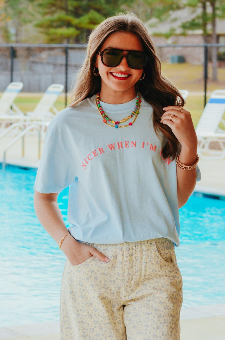 Nicer When I'm Tan Light Blue Tee